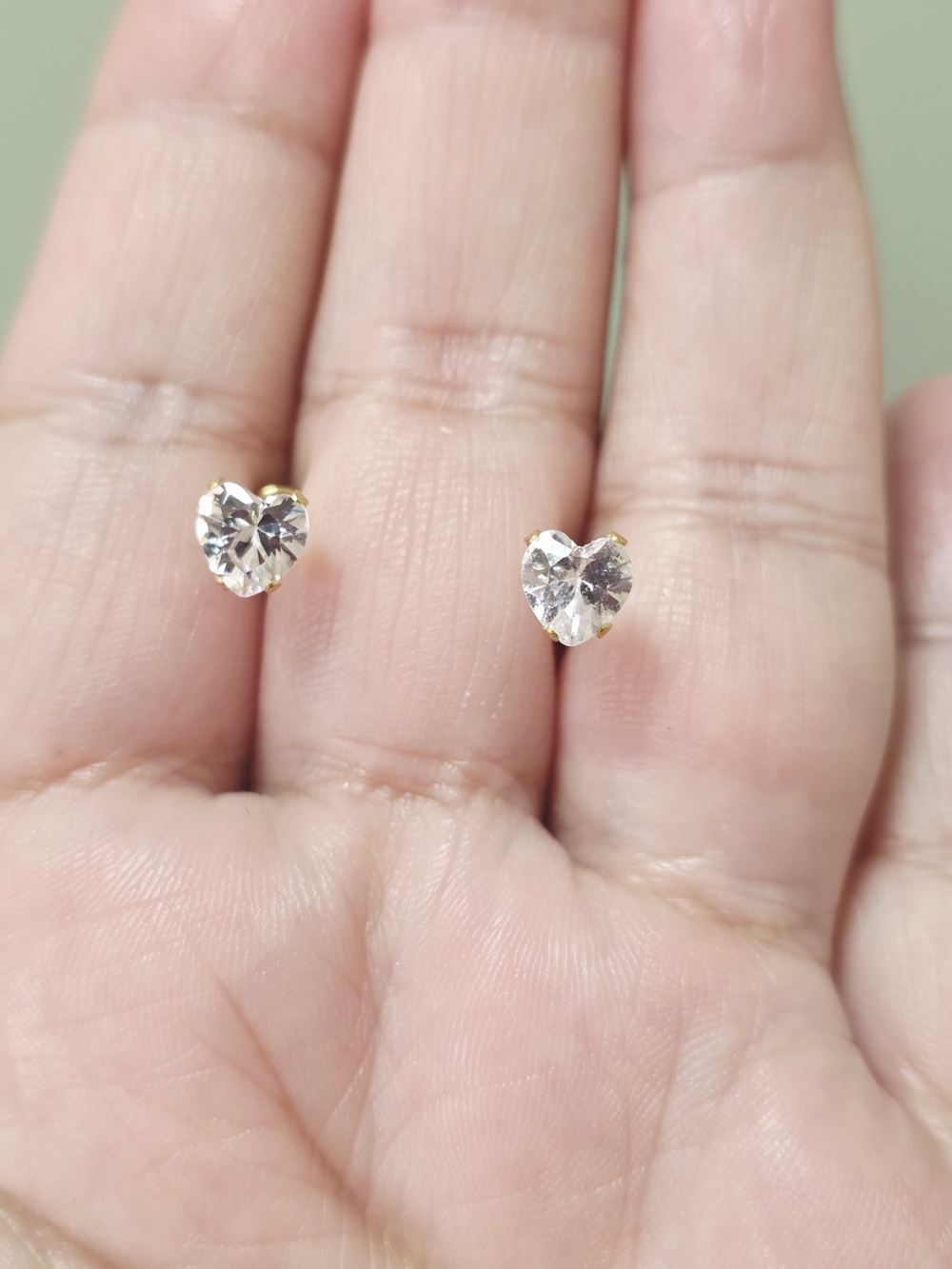 Heart Shape Clear Crystal Stud Earrings -18k Gold Plated